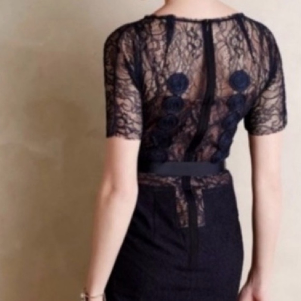 Anthropologie Byron Lars Black Lace Midi Dress - Picture 5 of 12